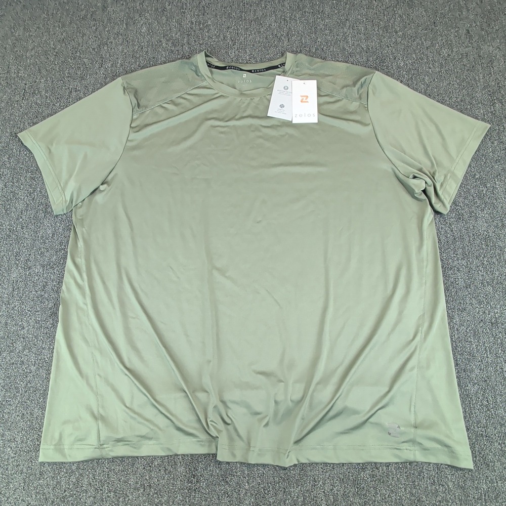 Zelos Mens Performance T-Shirt 2XLT Green Polyester Stretch Active Gym Top New
